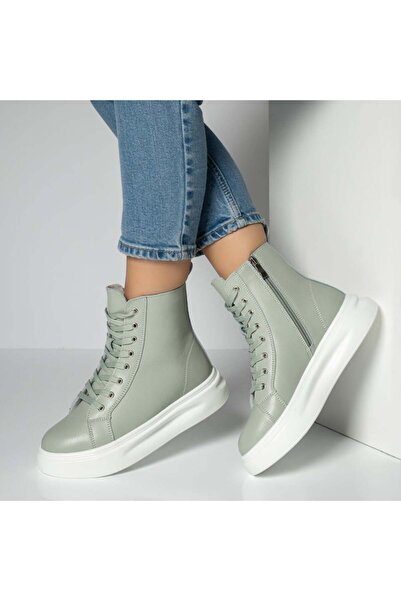 Modlet.ro Women's green leather sporty boots MOD12220