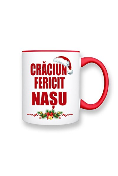 OEM Cană personalizată pentru Naș cu mesajul: „Crăciun fericit, naș”