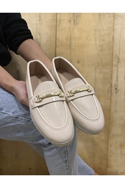 ZEZY Kadın Loafer Makosen Tokalı Rugan Parlak Günlük Ayakkabı