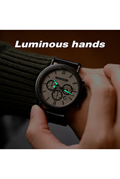 Bobo Bird Men's Watch Wooden Quartz Analog Chronograph Date Display Casual Business