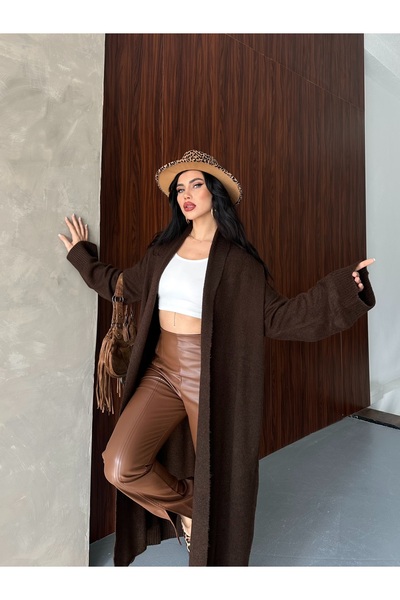 DİMA FASHİON Full-Length Knitwear Cardigan