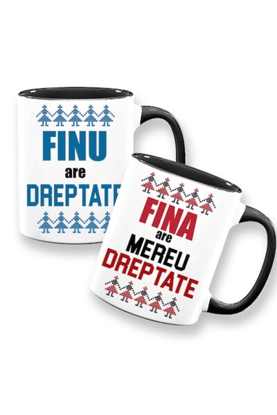 OEM Set 2 căni personalizate cu mesajul: „Nașul are dreptate, nașa are întotd...