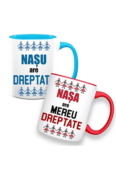OEM Set 2 căni personalizate cu mesajul: „Nașul are dreptate, Nașa are întotd...