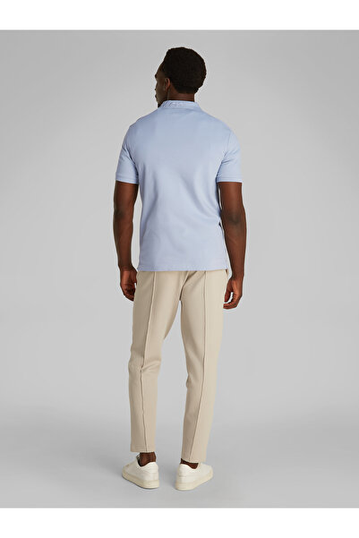 Calvin Klein Men Zen Blue Short Sleeve Stretch Pique Logo Collar Polo T-Shirt