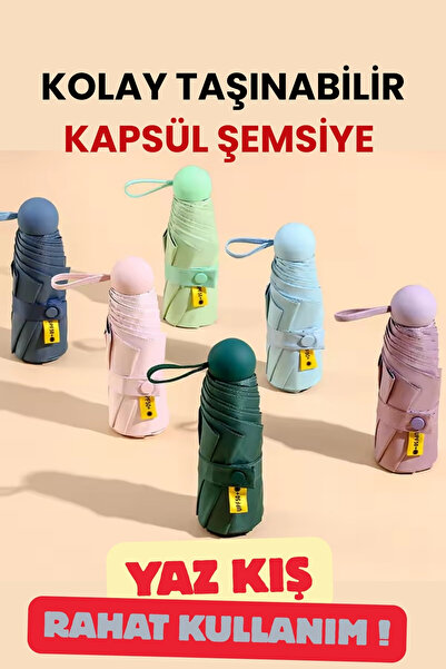 Elioure Mavi 8 Telli Kapsüllü Şemsiye, Kolay Taşıma ve Saklama İçin Harika Se...