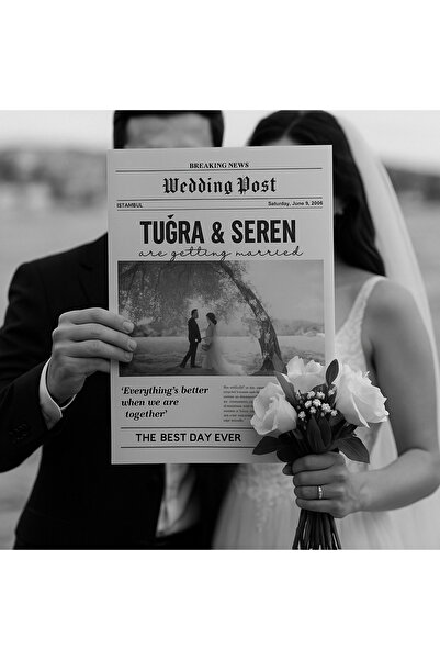 Atölyer DÜĞÜN GAZETESİ A4 BOYUTUNDA KİŞİYE ÖZEL TASARIMLI DÜĞÜN, NİŞAN, SÖZ GAZETESİ DERGİSİ 2 ADET