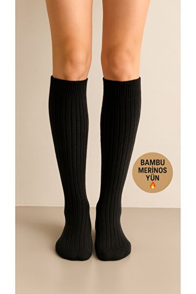 izaycollection 2 чифта двойни бамбукови дамски чорапи от мериносова вълна до коляното