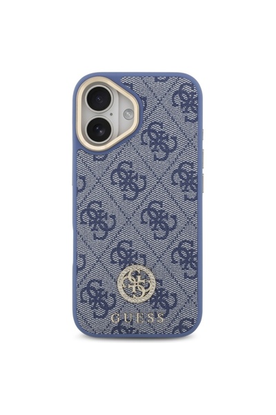 Guess Θήκη για iPhone 17, 4G Strass λογότυπο με μεγάλο λουράκι, μεταλλικό κουμπί MagSafe, λεπτή προστασία, μπλε