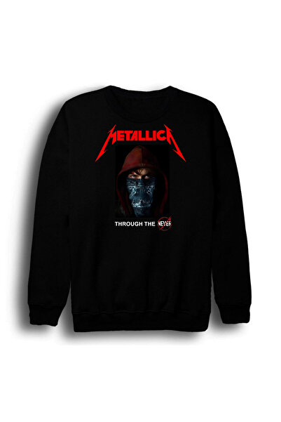 fame-stoned Hanorac negru unisex cu imprimeu Metallica, 100% bumbac, cu gât crew
