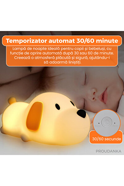 PROUDANKA LED night light, multicolor, child-safe, soft silicone, rechargeable, puppy