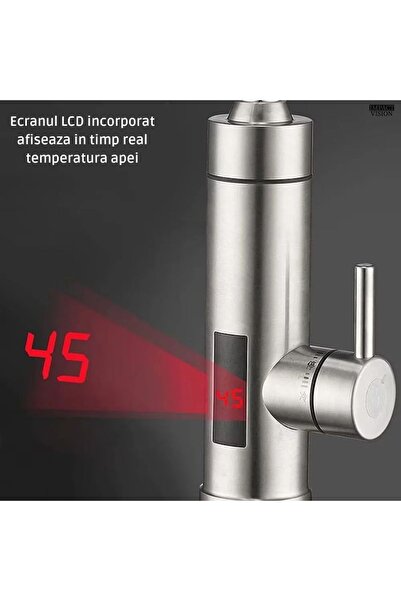 Impact Vision Robinet Electric cu incalzire instantanee a apei, Rotire 360°, Inox, Argintiu, Impact Vision®