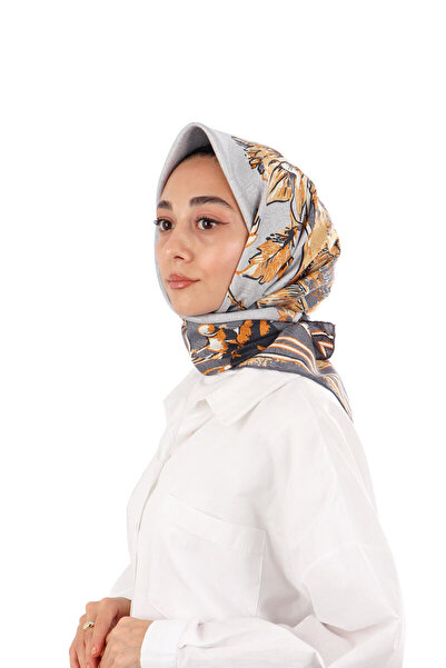 Bursa İpek Smoked Derya Pattern Twill Silk Scarf