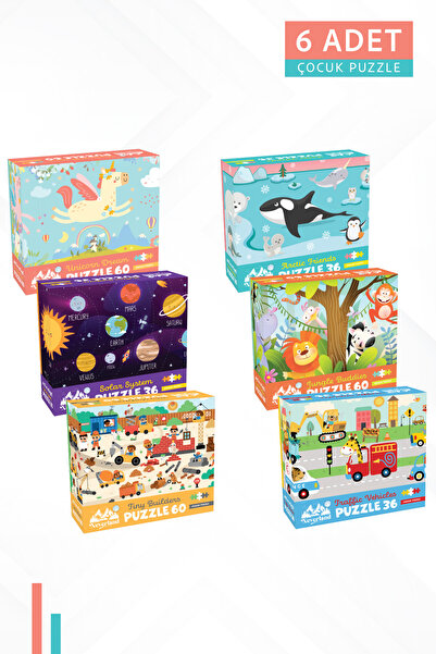 Neverland 6 FARKLI 36 PARÇA VE 60 PARÇA ÇOCUK PUZZLE