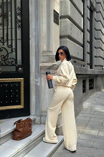 Love Fab Double Pocket Snap Fastener Reverse Stitching Pants Tracksuit Set