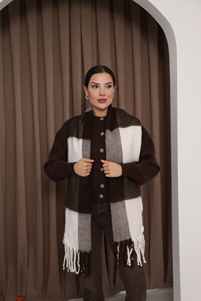 Jack Ferrero Örme kumaş Düz kesim Püsküllü bitiş Yumuşak Dokulu Kadın Atkı Şa...