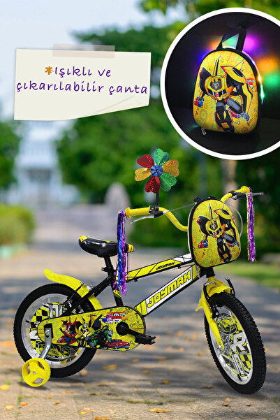 Joymax Erkek Çocuk Bisikleti 16 Jant Sarı - Led Işıklı Çantalı Püsküllü