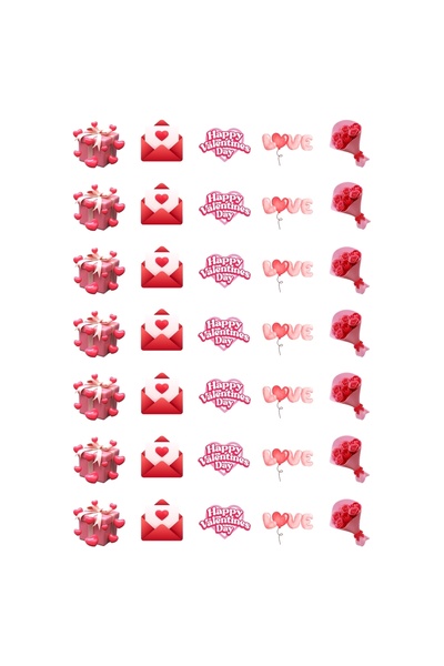 Bimotif Love, Affection, Heart, and Valentine's Day Themed Sticker Set, 350 P...
