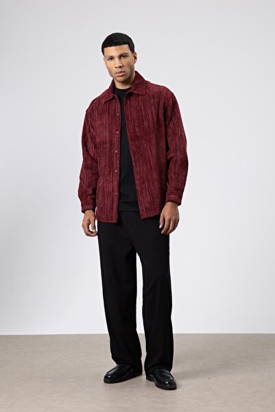 VAMOSCLO Oversize textured shirt burgundy