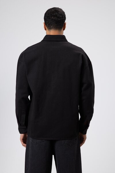 VAMOSCLO Oversize Gabardine Shirt Jacket Black