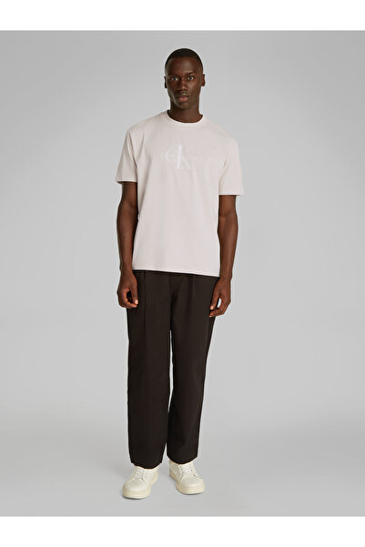 Calvin Klein Men Moonbeam Shiny Monologo Crew Neck T-Shirt