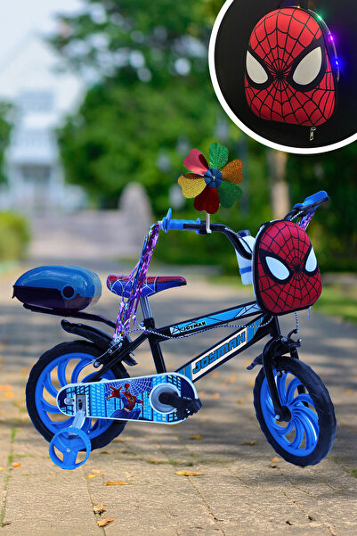 Joymax Erkek Çocuk Bisikleti 15 jant Mavi - Led Işıklı Örümcek a. Figürlü Çan...