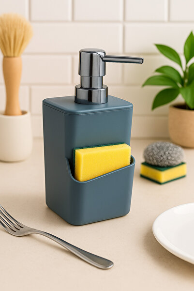 Nesto Home Liquid Soap Dispenser-Detergent Dispenser with Sponge Holder