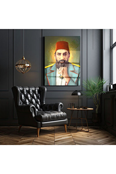 Zerawall Sultan II. Abdülhamid Han Portre Cam Tablo – Osmanlı İmparatorluğu E...