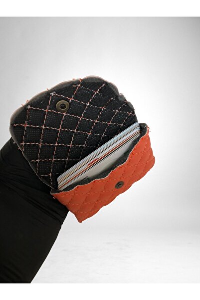 KumaşEvi Quilted Mini Card Holder Wallet – Money Pouch, Card Holder, Snap Fastener Model 10X7 cm