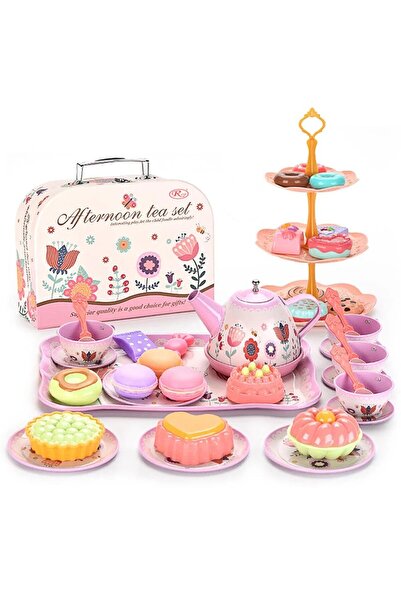 RCO Set de ceai pentru copii, 45 piese din plastic/metal, cutie cu maner pent...