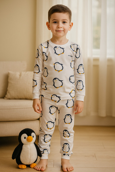 BONY SOCKS Set de pijamale cu model pinguin pentru copii