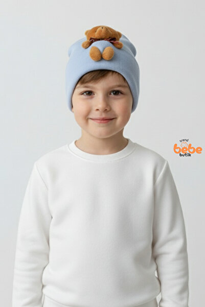 Trend Bebe Butik Плюшена мечешка фигурка Плетена шапка | Зимна шапка за момче...