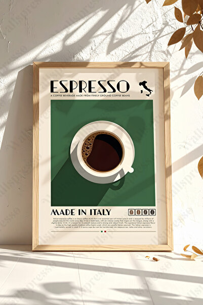 Wallspresso Espresso Coffee Themed Wooden Framed Painting - Wall Painting - Kitchen Painting - Living Room Painting