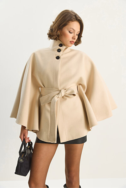 Bianco Lucci Γυναικείο Παντζόνι με Ζώνη ψηλός λαιμός Κασέ 0314 60283652