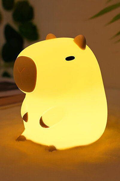 Empressco Sevimli Kapibara Figürlü LED Gece Lambası, Dokunmatik, Silikon, Şar...