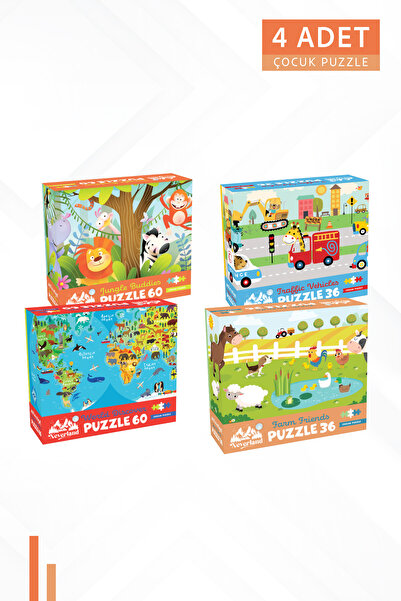 Neverland 4 FARKLI 36 PARÇA VE 60 PARÇA ÇOCUK PUZZLE