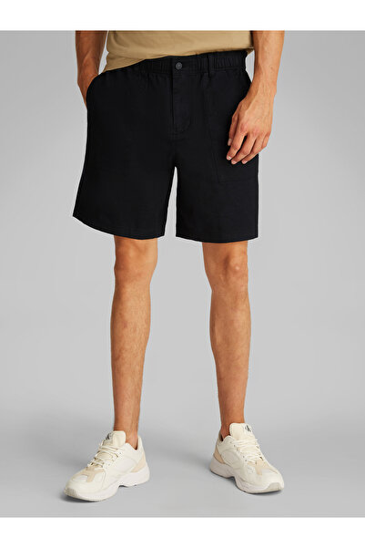 Calvin Klein Men Black Cotton Linen Twill Shorts