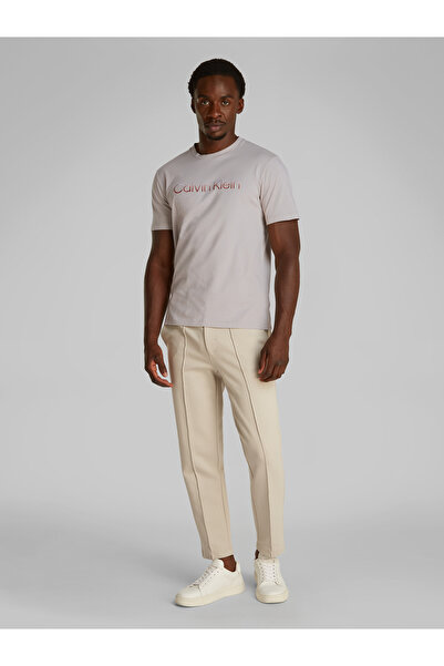 Calvin Klein Men Dove Raised Ombre Embroidery Crew Neck T-Shirt