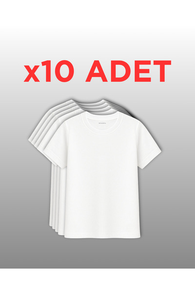 BOYANOVA 10’lu Regular Fit Basic Tişört Seti - %100 Pamuk - Yeşil, Siyah, Bey...