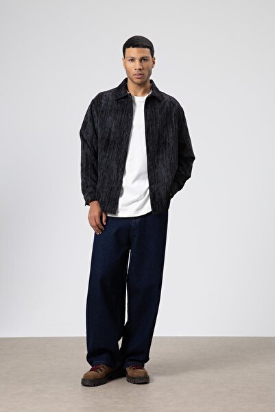 VAMOSCLO Oversize Textured Shirt Black