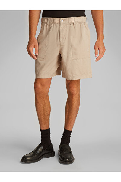 Calvin Klein Men White Pepper Cotton Linen Twill Shorts