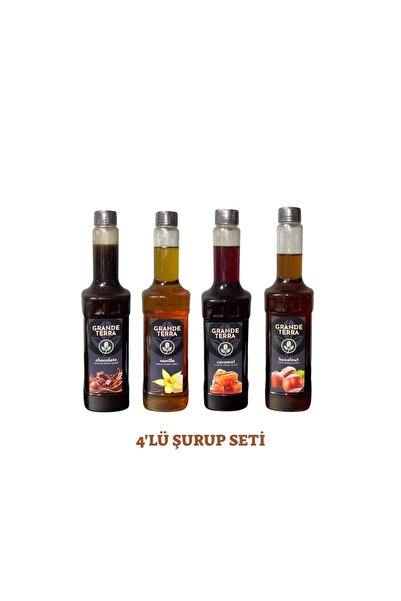GRANDE TERRA Grandeterra 4’lü Şurup Seti ( Karamel + Vanilya + Fındık + Çikol...