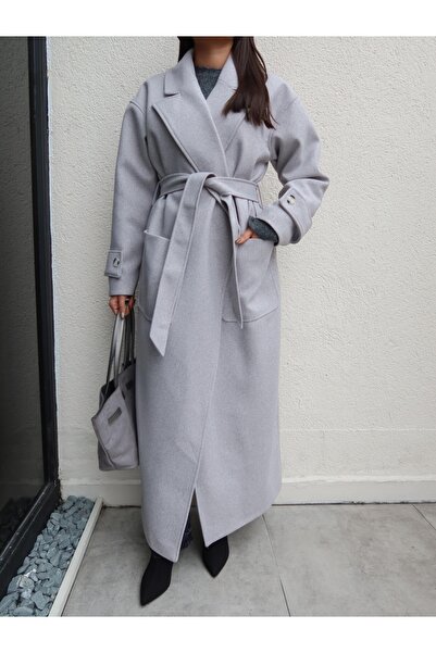 ESRAHELVACI Παλτό με ζώνη με λεπτομέρεια επιλέγχρωμης τσέπης