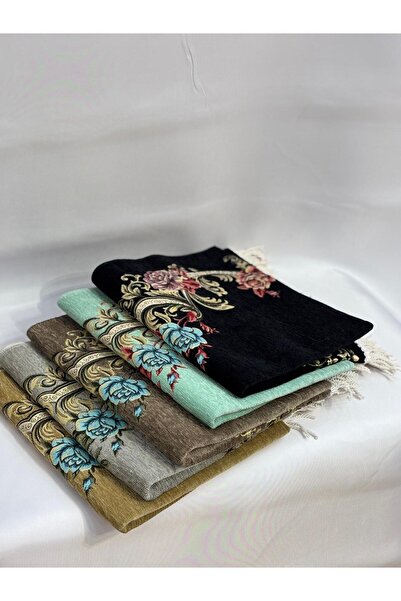 GÜRLEK TEKSTİL Elegant Floral Luxury Chenille Prayer Rug Gürlek