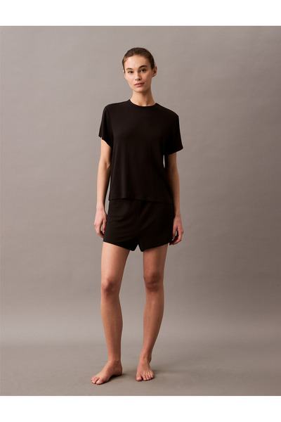Calvin Klein Women Black Short Sleeve Ultra Soft Modal Relaxed Fit T-Shirt