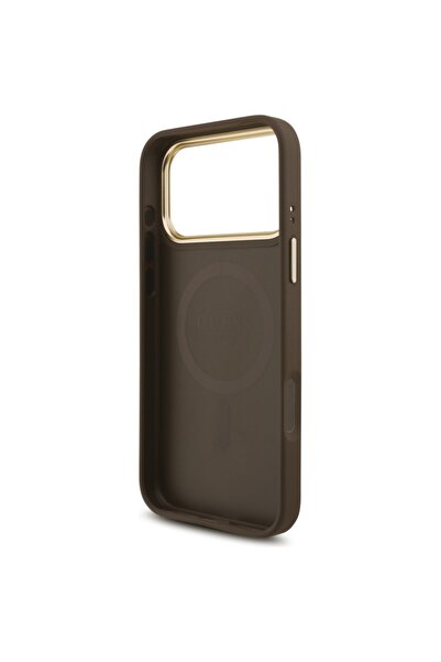 Guess Θήκη για iPhone 17 Pro Max, Σιλικόνη 4G με Μεγάλο Μεταλλικό Λογότυπο, Λεπτή Προστασία, Καφέ