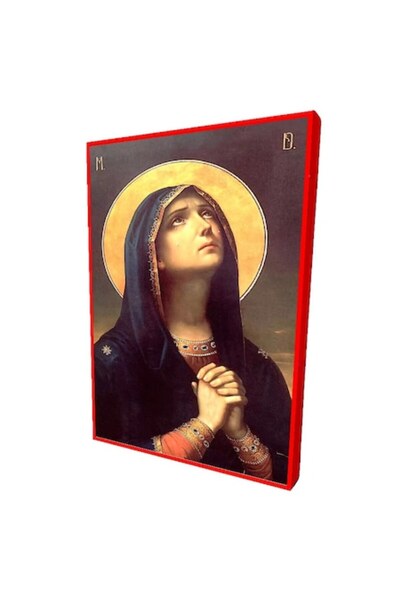 OEM Icon of the Lamentation of the Mother of God, painted on wood, red frame, 210x150 mm