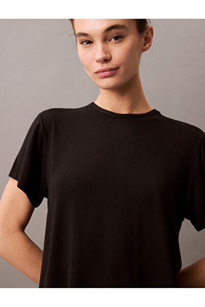 Calvin Klein Women Black Short Sleeve Ultra Soft Modal Relaxed Fit T-Shirt