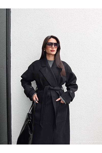 ESRAHELVACI Παλτό με ζώνη με λεπτομέρεια επιλέγχρωμης τσέπης