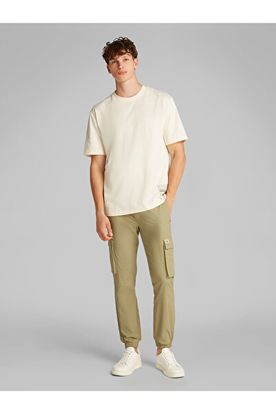 Calvin Klein Men Antique White Printed Back Crew Neck T-Shirt