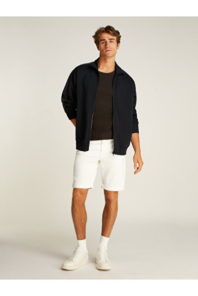 Calvin Klein Men Black Tape Zip Through Long Sleeves Sweatshirt